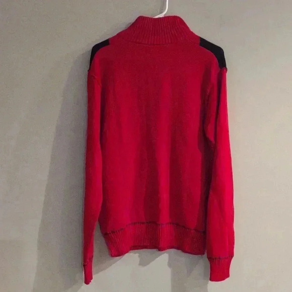 Carbon mens‎ large red black gray argyle quarter zip sweater - Picture 5 of 5